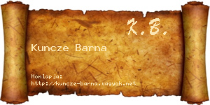 Kuncze Barna névjegykártya
