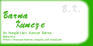 barna kuncze business card